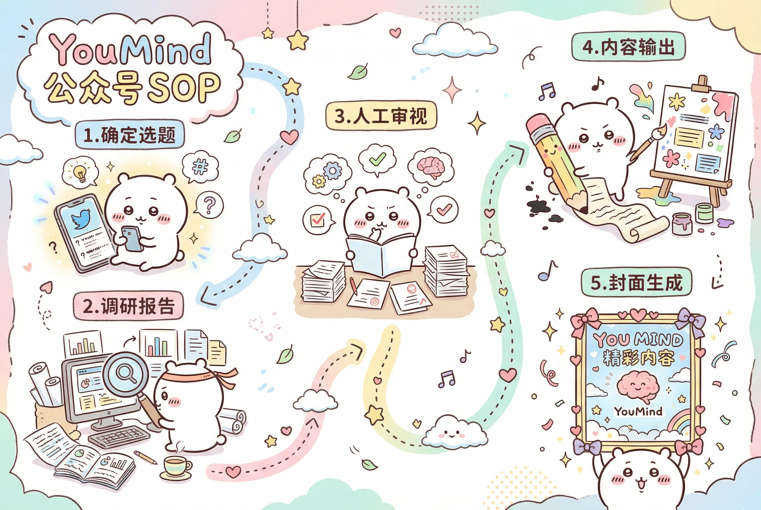 YouMind WeChat SOP - Chiikawa Style Infographic